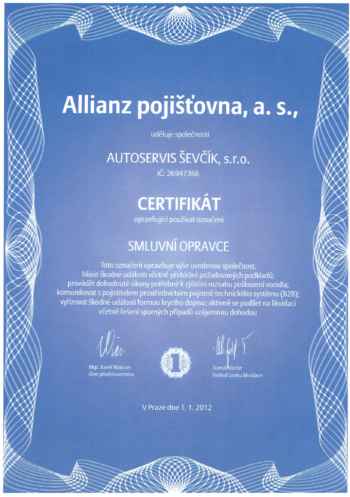 Certifikát Allianz