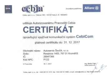 Certifikát Cebia